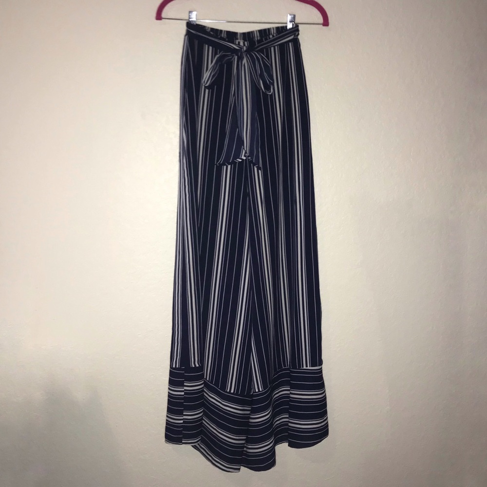 Favlux Pants Wide Leg Pants Navy & White Stripe Pants Sz S NWOT Local Boutique